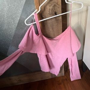 Anthropologie one shoulder hot pink blouse!